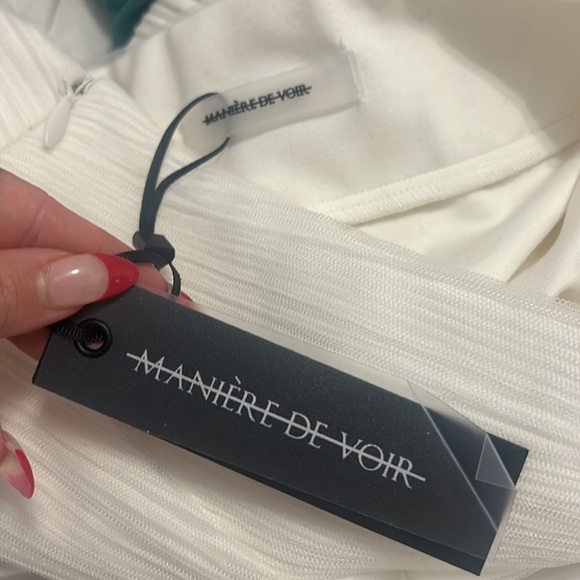 NWT - Manière De Voir Shirred Mesh Overlay Flared Leggings - Picture 8 of 8